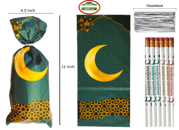 Ramadan Party Favors - 144 PCS Bags, Bands & Pencils Set - Image 3