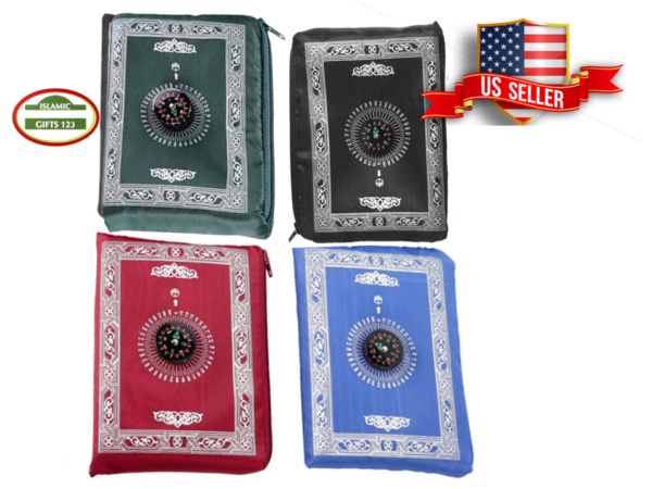 Portable Travel Prayer Mat with Compass, Waterproof Polyester Prayer Rug, Muslim Travel Prayer Mat