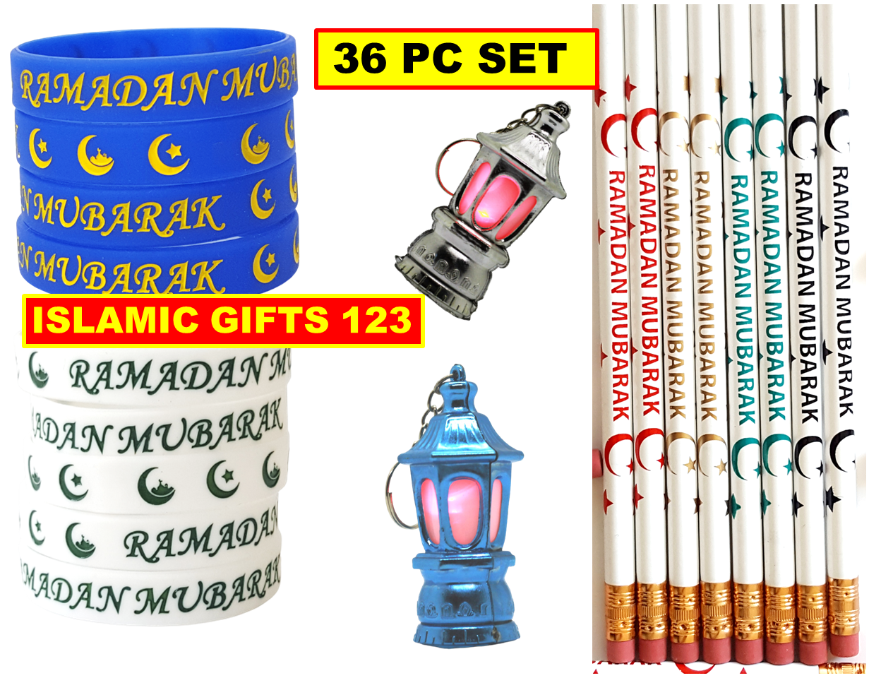 Ramadan Favors 36 PCS Lantern+Pencils+Bands