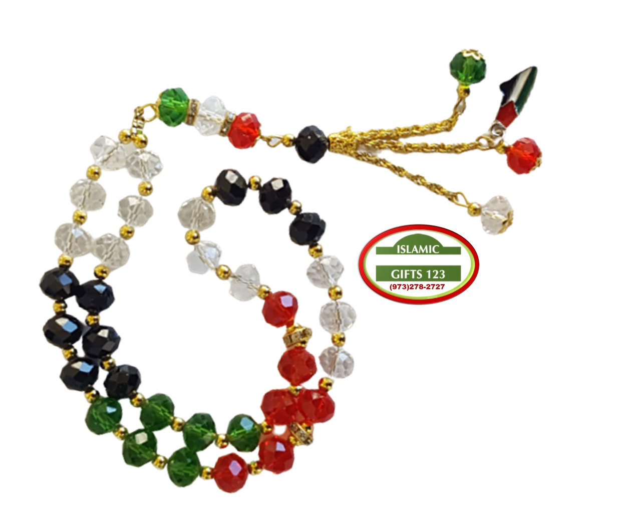 Palestine crystal  Misbha Beads with MAP Palestinian Flag - Image 4