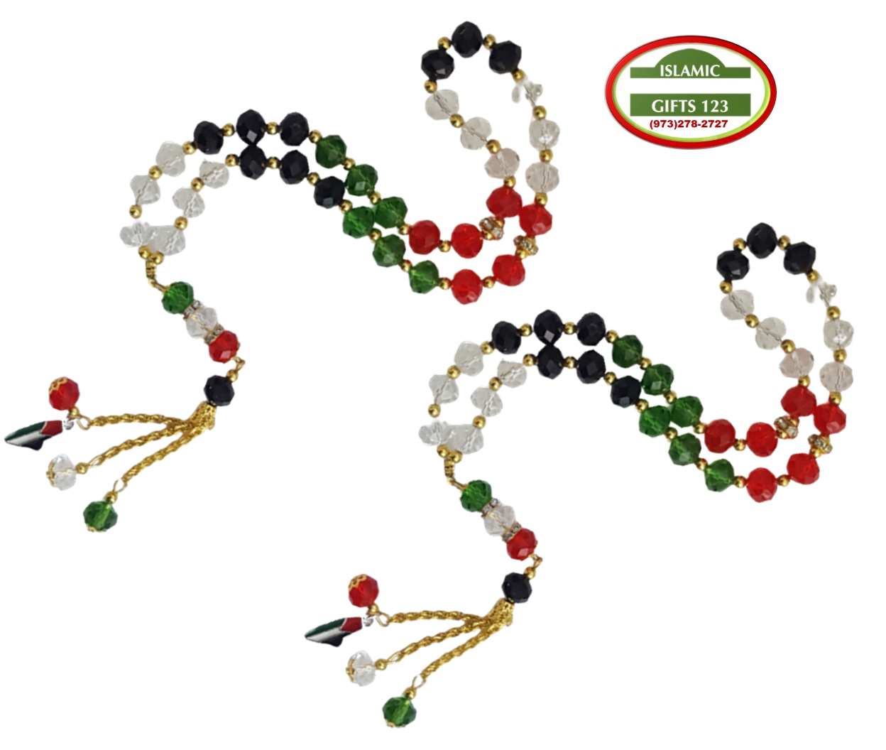 Palestine crystal  Misbha Beads with MAP Palestinian Flag