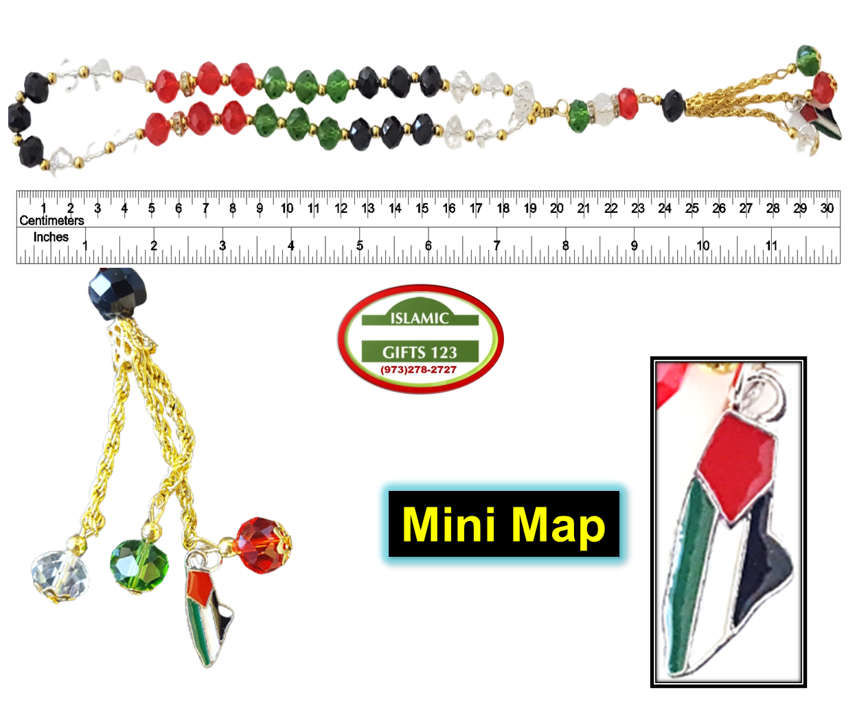 Palestine crystal  Misbha Beads with MAP Palestinian Flag - Image 3