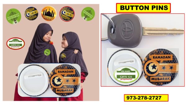 Ramadan Mubarak Blue Button Pins - Image 4