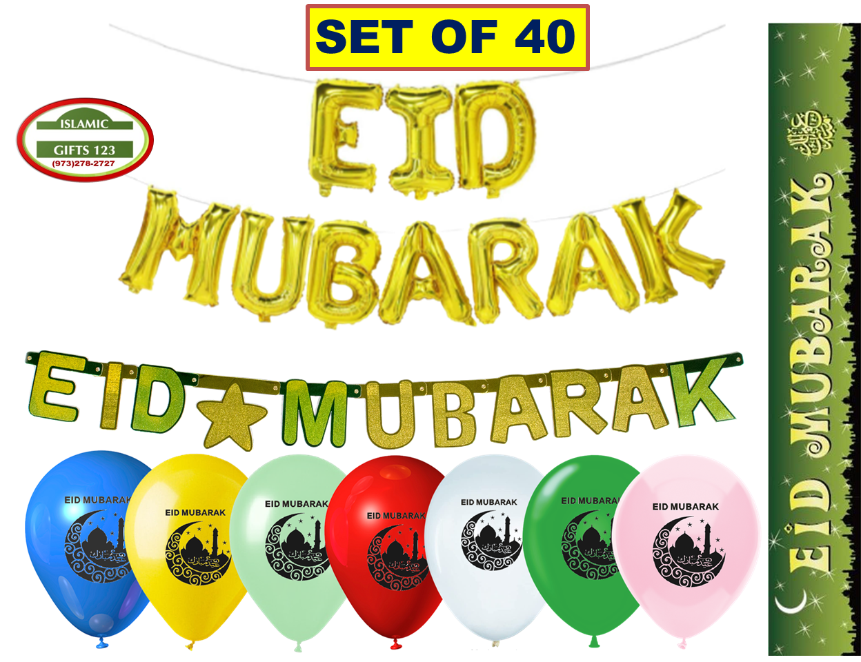 EID MUBARAK Glitter banner Wholesale Eid Decoration-Islamic Gifts-FREE SHIPPING 