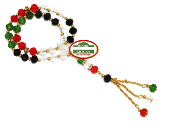 Palestinian Flag Crystal Misbaha - 33ct Large 10mm Prayer Beads - Image 2
