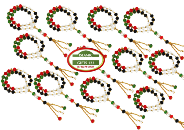 Palestinian Flag Crystal Misbaha - 33ct Large 10mm Prayer Beads - Image 3