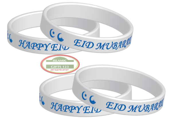 Happy EID Mubarak wristbands WHITE - Image 6