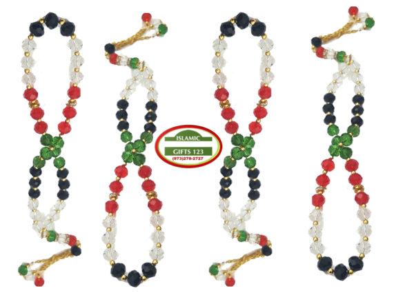 Palestinian Flag Crystal Misbaha - 33ct Large 10mm Prayer Beads - Image 7