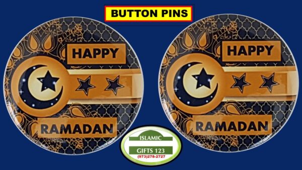 Happy Ramadan Mubarak Button Pins – Blue Design - Image 6