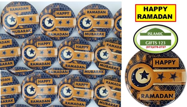 Happy Ramadan Mubarak Button Pins – Blue Design - Image 4