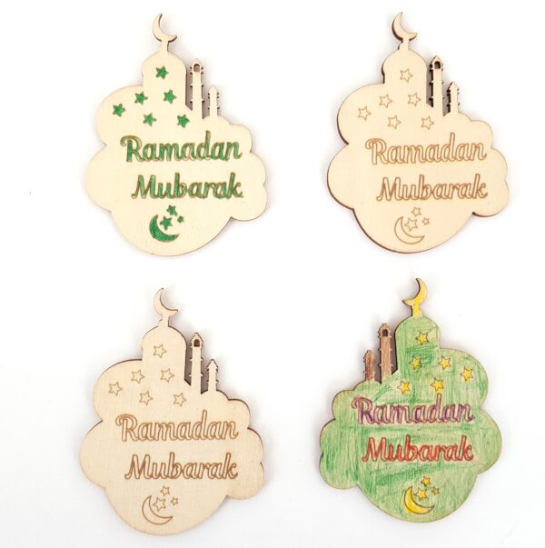 Ramadan Mubarak Masjid DIY Wooden Cutout - Personalized Ramadan Decor - Image 2