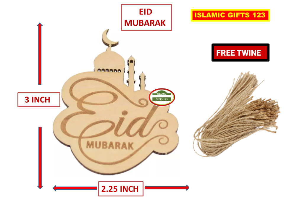 Eid Mubarak Masjid DIY Wooden Cutout - Customizable Eid Decor - Image 2