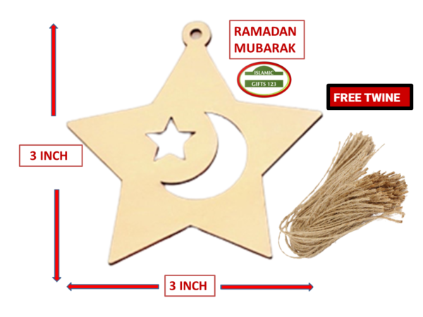 Ramadan Mubarak Stars Wooden Cutout - Festive Ramadan Decor - Image 4