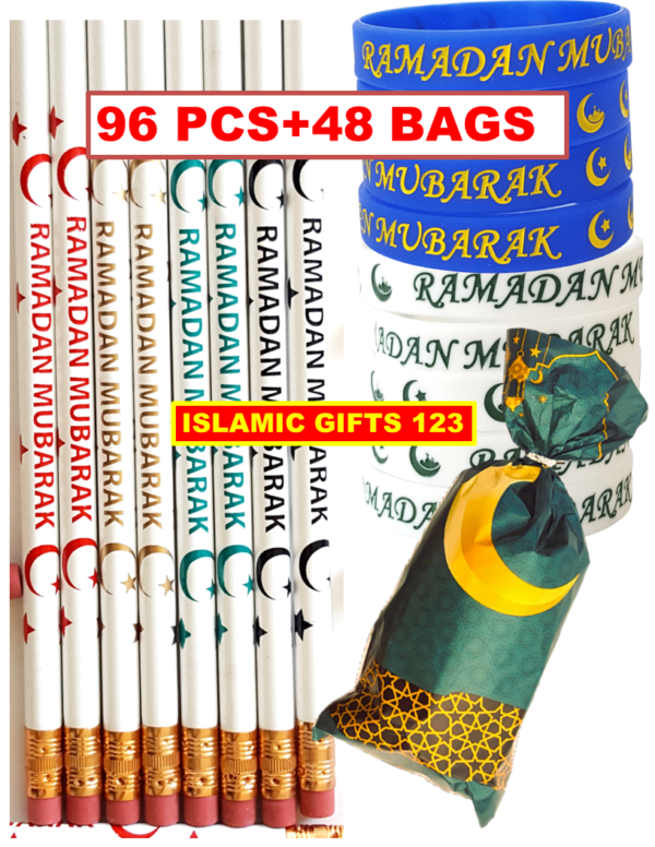 Ramadan Party Favors - 144 PCS Bags, Bands & Pencils Set - Image 2