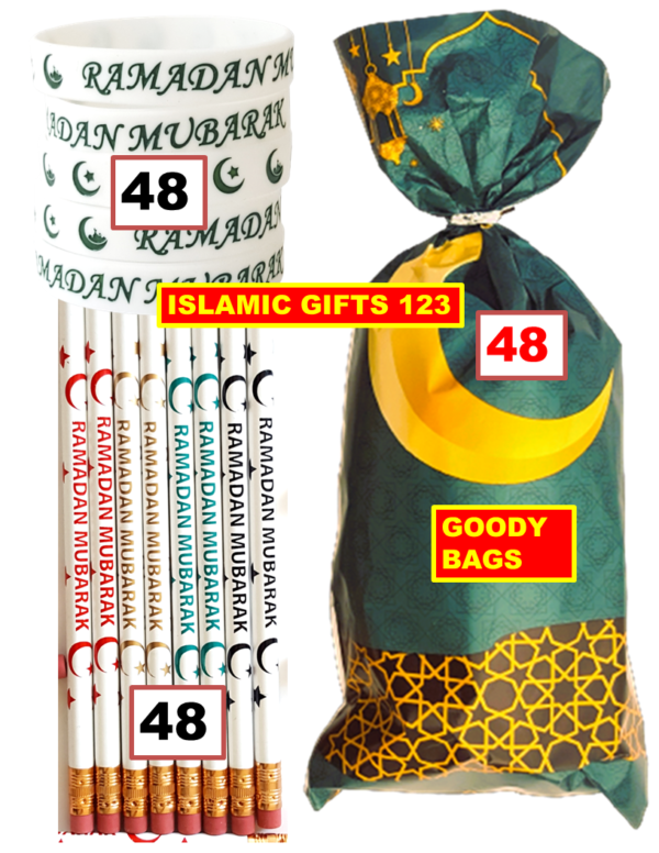 Ramadan Party Favors - 144 PCS Bags, Bands & Pencils Set