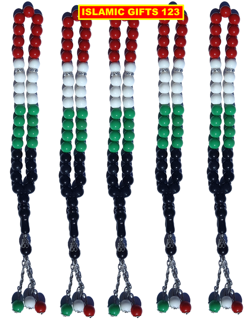 Palestine Flag Misbaha 33ct Prayer Beads – 10mm Acrylic Beads - Image 4