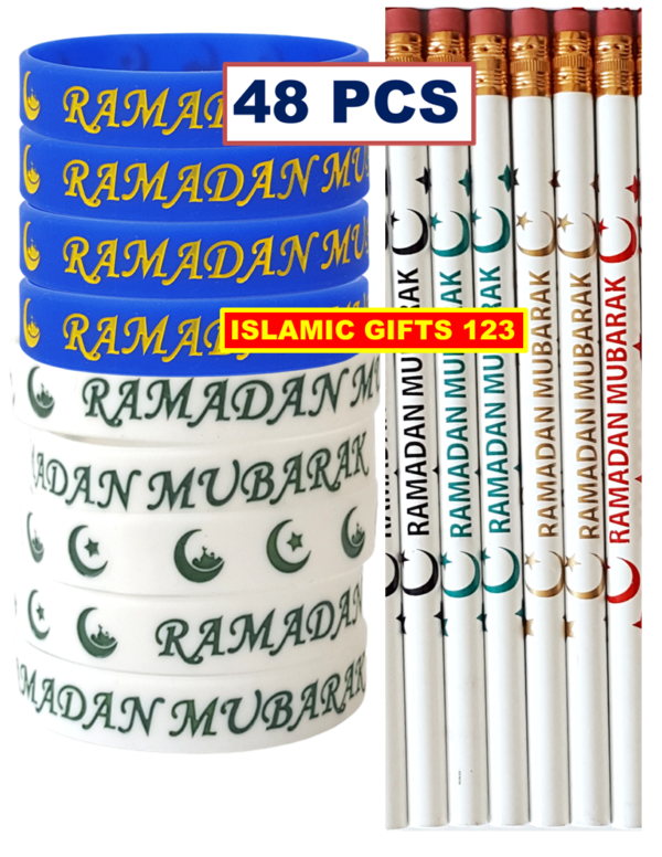 48-Piece Ramadan Pencils and Bands Favor Set – Perfect for Ramadan Gifting